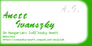 anett ivanszky business card
